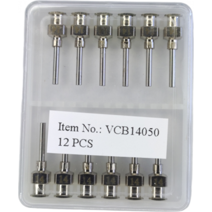 Игла для дозирования VMATIC TS 14G, прямая, 12.7 мм, нержавеющая сталь VCB14050